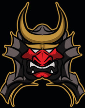 The Red Black Bad Evil Demon Japan Samurai Logo Design