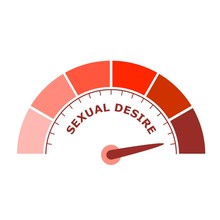 Scale With Arrow. The Sexual Desire Level Measuring Device Icon. Sign Tachometer, Speedometer, Indicators. Infographic Gauge Element.