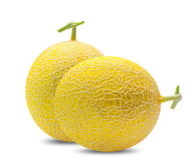 Wall Mural - yellow melon cantaloupe  fruit isolated on white background