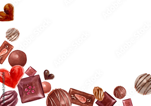 バレンタイン チョコレート 背景 水彩 イラスト Stock Illustration Adobe Stock