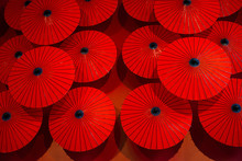Red Umbrellas Capture An Interesting Display Of Red Patterns.