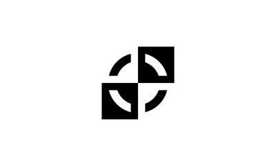 Poster - circle square piece slice negative space logo design template