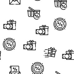 Poster - Loyalty Program For Customer Seamless Pattern Vector Thin Line. Illustrations