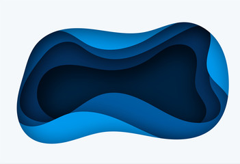 Poster - Vector background with deep blue color paper cut shapes. 3D abstract paper art style, design layout for business presentations, flyers, posters, prints, decoration, cards, brochure cover