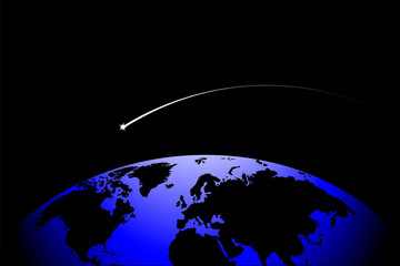 planet earth hemisphere of the globe against the blackness of space