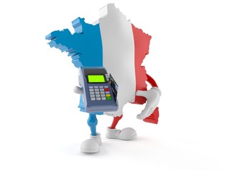 Poster - France character holding credit card reader