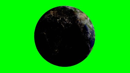 Wall Mural - planet Earth rotating, solar system world in outer space isolated on green screen background, 4k loop