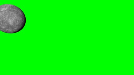Wall Mural - planet Mercury, space flight towards the smallest planet of the solar system, isolated on green screen background, 4k loop