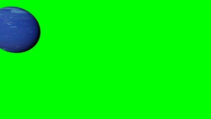 Wall Mural - planet Neptune, space flight in the solar system, isolated on green screen background, 4k loop
