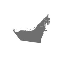 UAE Map, States Border Map. Vector Illustration.
