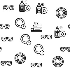 Sticker - Sunscreen Seamless Pattern Vector Thin Line. Illustrations