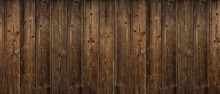 Brown Wood Texture. Abstract Background, Empty Template. Rustic Weathered Barn Wood Background With Knots And Nail Holes. Close Up Of Wall Made Of Wooden Planks. Grunge Surface