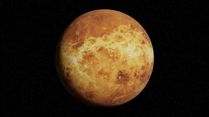 Wall Mural - planet Venus rotating in space, solar system world in front of the stars, 4k loop