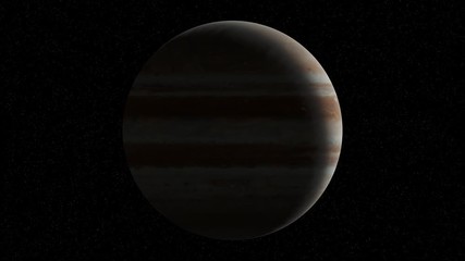 Wall Mural - planet jupiter rotating in space, gas giant world and the stars, 4k loop