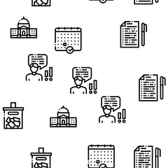 Poster - Voting And Election Seamless Pattern Vector Thin Line. Illustrations