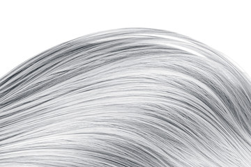 Wall Mural - Gray hair wave on white background, isolated. Backdrop for creative