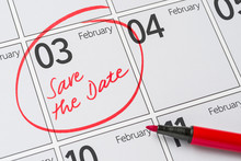 Save The Date Written On A Calendar - February 03
