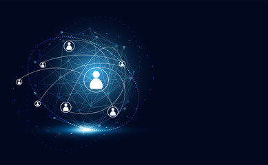 Poster - Modern Abstract technology concept communication circle digital on blue background.