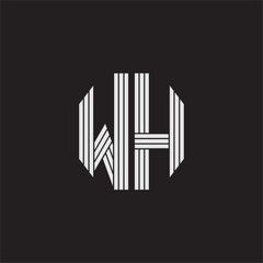 WH Logo monogram with outline style linked isolated on black background