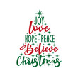 © Regina - Joy love hope peace believe Christmas - calligraphy text, with stars.. Good for greeting card and  t-shirt print, flyer, poster design, mug.