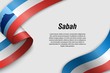 Waving ribbon or banner with flag State of Malaysia sabah
