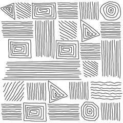 Poster - minimal abstract print of different curved geometric shapes. collection triangles, squares, circles 