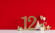 The 12 days of christmas. 12th day festive background. 3D Render