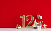The 12 Days Of Christmas. 12th Day Festive Background. 3D Render