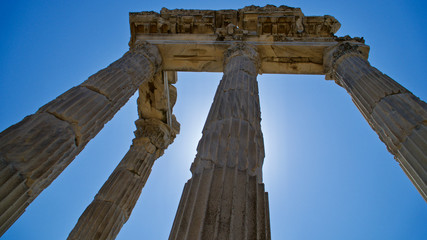 Wall Mural - Acropolis of Pergamon and Trajan temple. UNESCO World Heritage List. Ancient city of Pergamon, Bergama, İzmir.