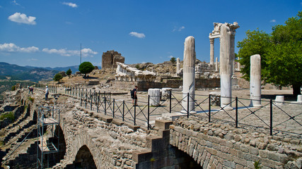 Wall Mural - Acropolis of Pergamon and Trajan temple. UNESCO World Heritage List. Ancient city of Pergamon, Bergama, İzmir.