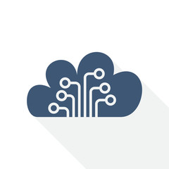 Aufkleber - cloud computing vector icon, technology, circuit, data concep tflat design illustration in eps 10 with empty copy space