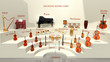 Orchestra seating chart - musical instrument positions. 3D rendering