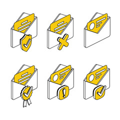Poster - Email Envelope set. Vector 3d isometric, color web icon, new flat style. Creative illustration design, idea for infographics.