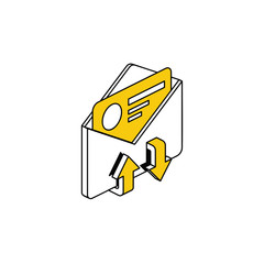 Poster - Email download upload arrows. Vector 3d isometric, color web icon, new flat style. Creative illustration design, idea for infographics.