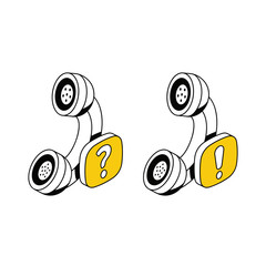 Poster - Phone exclamation point question. Vector 3d isometric, color web icon, new flat style. Creative illustration design, idea for infographics.