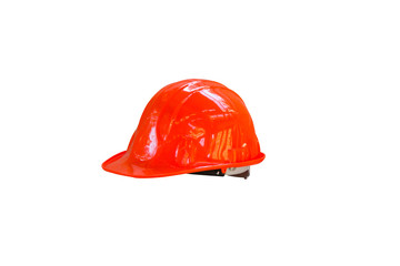 Orange of safety hat isolated on white background.Construction Safety Helmet.