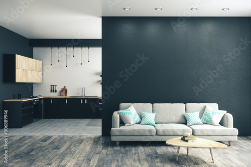 Modern studio kitchen interior Poster Mural XXL