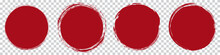 Red Round Brush Painted Circle Banner On Transparent Background