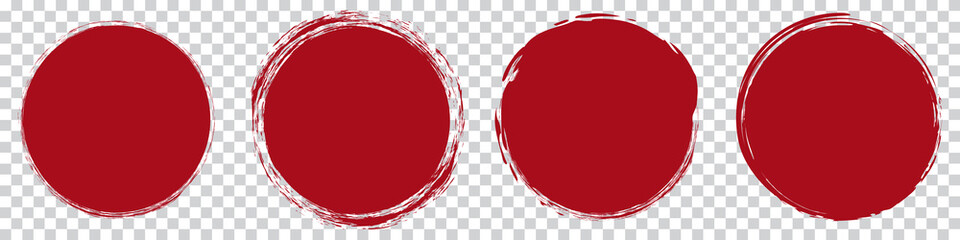 red round brush painted circle banner on transparent background
