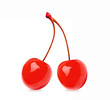 © ozmen - Twin or double maraschino cherries with stems isolated on white background