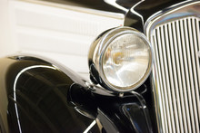 Retro Black Car Headlight From Old Vintage Auto Exhibition