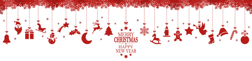 Wall Mural - hanging christmas icons and new year greetings