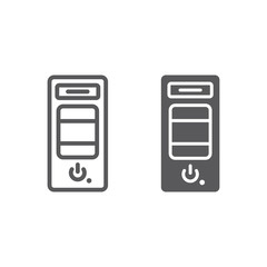 Fototapete - System unit line and glyph icon, hardware and device, case for the computer sign, vector graphics, a linear pattern on a white background.