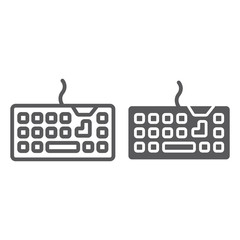 Fototapete - Keyboard line and glyph icon, technology and device, keypad sign, vector graphics, a linear pattern on a white background.