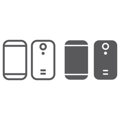 Poster - Smartphone line and glyph icon, device and phone, mobile phone sign, vector graphics, a linear pattern on a white background.