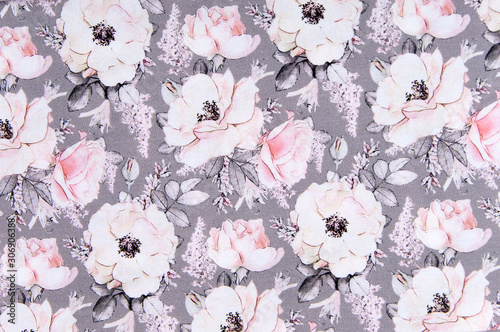 multicolored fabric with prints, cotton and synthetics