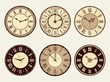 © ONYXprj - Vintage clock. Elegant antique metal watches vector illustrations. Minute and number clock face, roman or classic