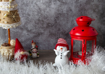 Wall Mural - Red flashlight, Christmas toys and Christmas tree