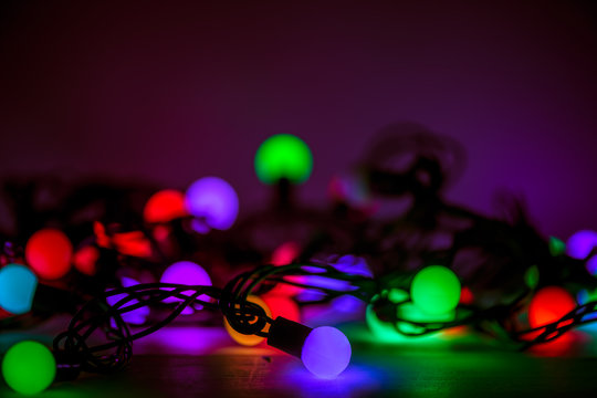 Christmas. New Year's Eve. multicolored garland. Background.