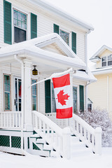 Wall Mural - Canadian flat hanging of the front porch of a traditional older family.